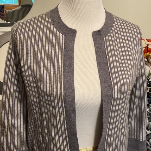BROOKS BROTHERS extra fine merino wool open front striped cardigan. Size US M. - Picture 2 of 10